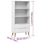 vidaXL Bibliothèque MOLDE Blanc 85x35x170 5 cm Bois massif de pin