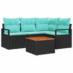 vidaXL Ensemble de canapé de jardin avec coussin 5 Pièces Noir polyrotin