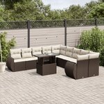 vidaXL Salon de jardin et coussins 11 Pièces marron résine tressée