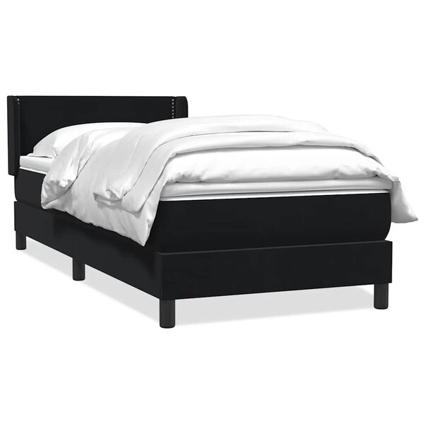 vidaXL Sommier à lattes de lit avec matelas noir 90x210 cm velours