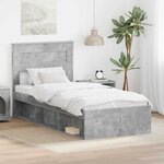 vidaXL Cadre de lit avec matelas Gris Béton 100 x 200 cm Pin massif