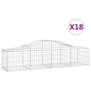 vidaXL Paniers à gabions arqués 18 Pièces 200x50x40/60 cm fer galvanisé