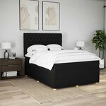 vidaXL Sommier à lattes de lit avec matelas Noir 140x190 cm Tissu