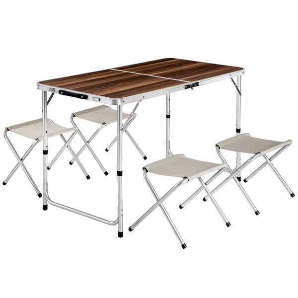Tectake Table pliante valise avec tabourets