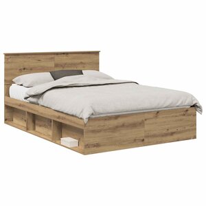 vidaXL Cadre de lit Chêne artisan 150 x 200 cm Bois d'ingénierie