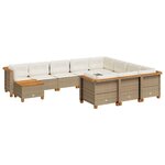 vidaXL Salon de jardin 11 Pièces avec coussins beige résine tressée