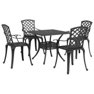 vidaXL Ensemble à manger de jardin 5 Pièces noir aluminium coulé