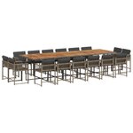 vidaXL Ensemble à manger de jardin 17 Pièces et coussins résine tressée