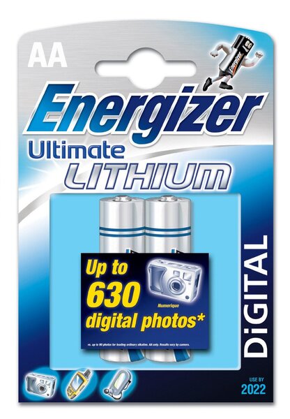 Blister de 2 Piles Ultimate Lithium L91 AA Mignon LR6 1 5V ENERGIZER