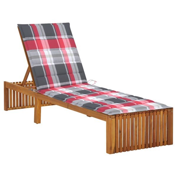 vidaXL Chaise longue avec coussin Bois d'acacia solide