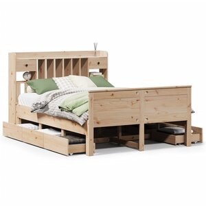 vidaXL Lit bibliothèque sans matelas 150x200 cm bois massif de pin