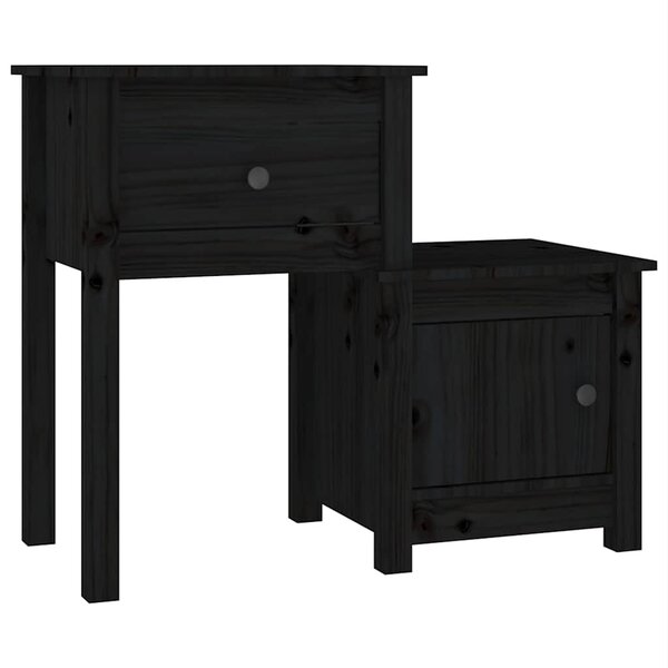 vidaXL Table de chevet Noir 79 5x38x65 5 cm Bois de pin massif