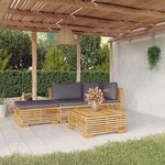 vidaXL Salon de jardin 4 Pièces avec coussins Bois de teck solide