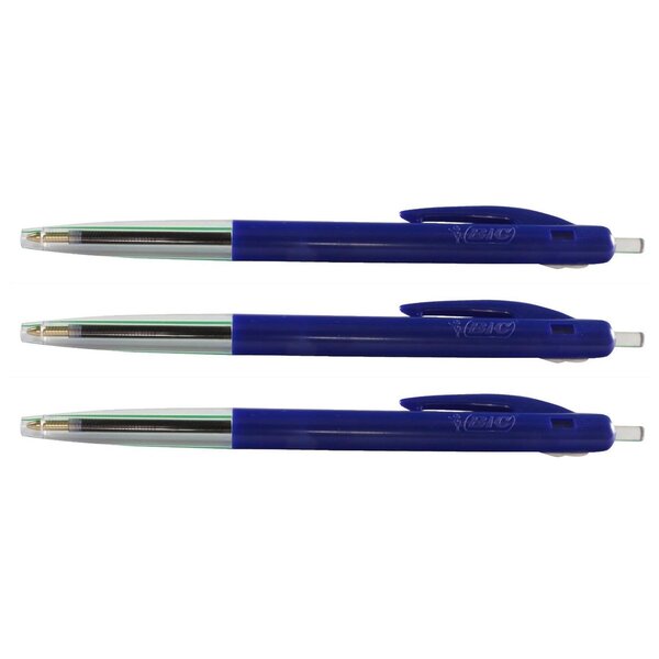 Stylo bille M10 CLIC Medium Pointe Moyenne 1 mm Encre Bleue x 3 BIC