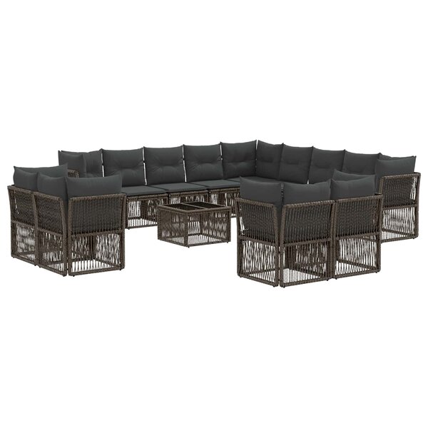 vidaXL Ensemble de canapé de jardin 14 Pièces Gris polyrotin