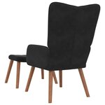 vidaXL Chaise de relaxation avec repose-pied Noir Velours