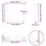 vidaXL Pieds de table à manger en forme de V 2 pièces Noir 90 x (72-73 3) cm Acier