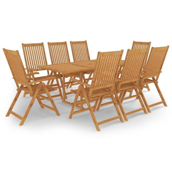 Salon de jardin meuble d'extérieur ensemble de mobilier 9 pièces bois de teck massif 02_0018250