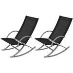 vidaXL Chaises à bascule de jardin lot de 2 Acier et textilène Noir