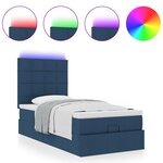 vidaXL Cadre de lit ottoman avec matelas bleu 90x190 cm tissu