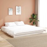 vidaXL Cadre de lit Blanc 200 x 200 cm Pin massif