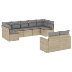 vidaXL Salon de jardin avec coussins 9 Pièces beige résine tressée