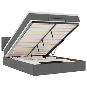 vidaXL Lit ottoman avec matelas et LED noir 140x200 cm tissu