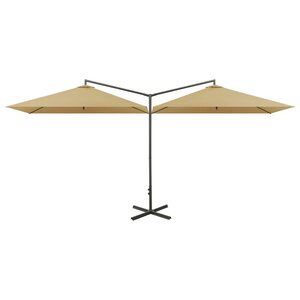 vidaXL Parasol de jardin double avec mât en acier taupe 600x300 cm