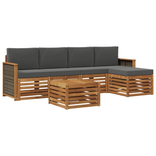 vidaXL Ensemble de canapés d'extérieur 6 Pièces Naturel et Anthracite