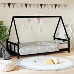 vidaXL Cadre de lit pour enfants noir 90x200 cm bois de pin massif
