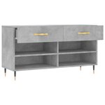 vidaXL Banc à chaussures gris béton 102x35x55 cm bois d'ingénierie
