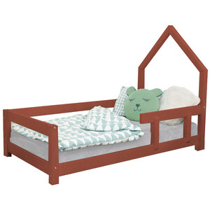 Lit cabane enfant POPPI 80 x 180 rouge brique 1