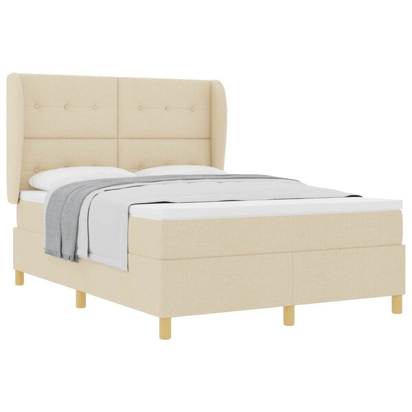 vidaXL Lit à ressorts avec matelas gris foncé 90x190 cm Crème tissu