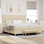 Lit à ressort vidaXL avec matelas et banc crème 200x200 cm en tissu