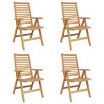 Chaises de jardin vidaXL pliantes 4 Pièces en bois massif de teck