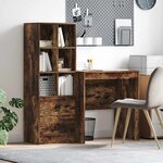 vidaXL Bureau avec rangement Chêne fumé Bois d'ingénierie