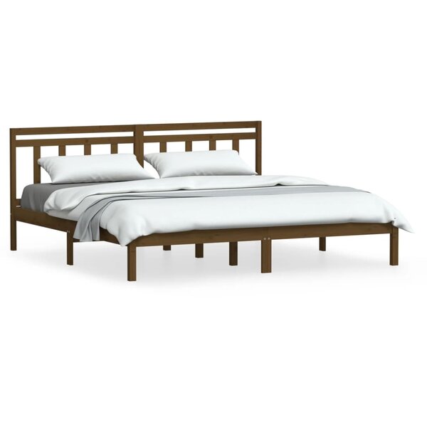 vidaXL Cadre de lit sans matelas marron miel bois massif 200x200 cm