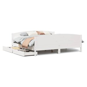 vidaXL Cadre de lit sans matelas blanc 180x200 cm bois massif de pin