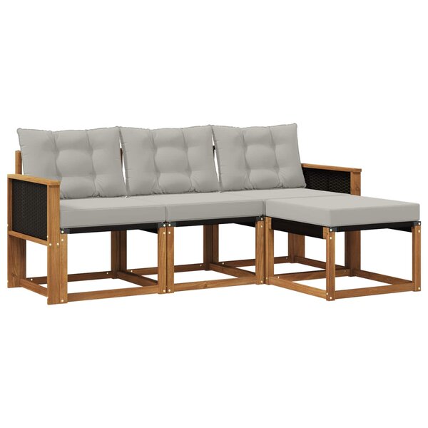 vidaXL Ensemble de canapés d'extérieur 4 pc Naturel et gris clair