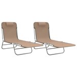 vidaXL Chaises longues pliables lot de 2 taupe textilène et acier