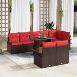 vidaXL Ensemble de canapé de jardin 9 Pièces Marron Poly rotin
