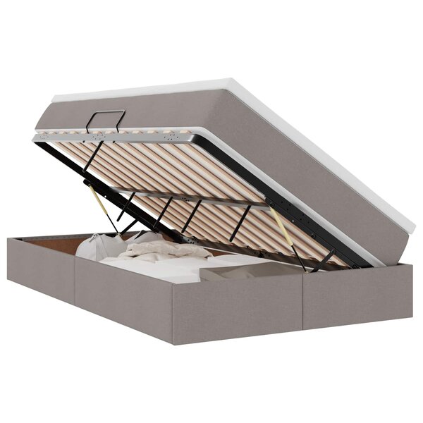 vidaXL Lit avec rangement et matelas Taupe 120 x 200 cm Polyester