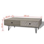 vidaXL Table basse 100 x 60 x 35 cm gris