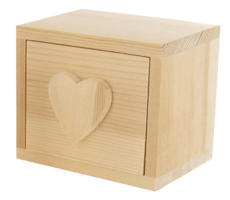 Boite Compartiment en bois coeur 10 x 7 5  H 8.3cm