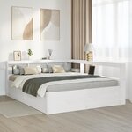 vidaXL Lit bibliothèque sans matelas blanc 160x200 cm bois pin massif