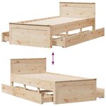 vidaXL Cadre de lit sans matelas avec tête de lit 100x200 cm bois pin