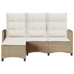 vidaXL Canapé de jardin inclinable coussins forme de L beige polyrotin