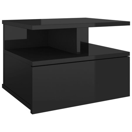 vidaXL Table de chevet flottante Noir brillant 40x31x27 cm Aggloméré