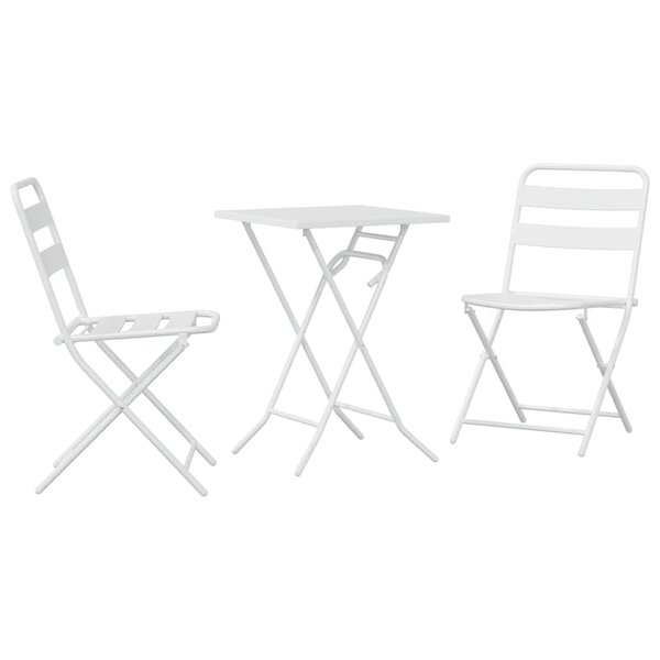 vidaXL Ensemble de bistro pliant 3 pièces – Table carrée blanche en acier