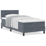 Lit avec sommier et matelas vidaXL Gris foncé Simple Velours